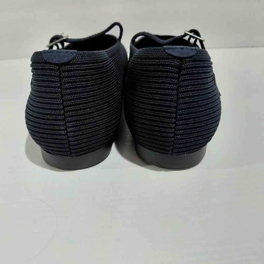 Vivaia Margot Mary Jane Flats Navy Blue Ribbed Knit Square Toe Sustainable 39.5 - Picture 10 of 13